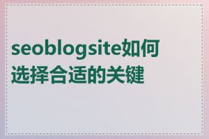 seoblogsite如何选择合适的关键词