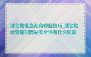 域名地址查询有哪些技巧_域名地址查询对网站安全性有什么影响