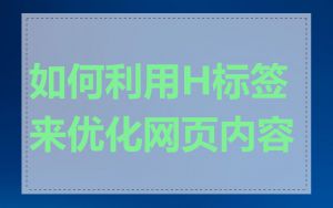 如何利用H标签来优化网页内容