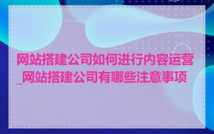 网站搭建公司如何进行内容运营_网站搭建公司有哪些注意事项