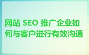 网站 SEO 推广企业如何与客户进行有效沟通