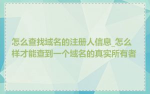 怎么查找域名的注册人信息_怎么样才能查到一个域名的真实所有者