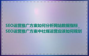 SEO运营推广方案如何分析网站数据指标_SEO运营推广方案中社媒运营应该如何规划