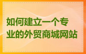 如何建立一个专业的外贸商城网站