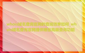 whois域名查询官网的查询效率如何_whois域名查询官网提供哪些高级查询功能