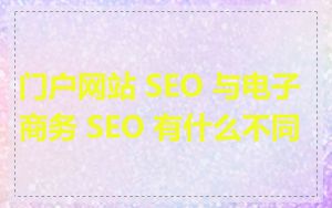 门户网站 SEO 与电子商务 SEO 有什么不同