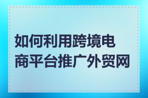 如何利用跨境电商平台推广外贸网站