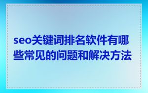 seo关键词排名软件有哪些常见的问题和解决方法