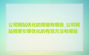 公司网站优化的策略有哪些_公司网站搜索引擎优化的有效方法有哪些