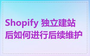 Shopify 独立建站后如何进行后续维护