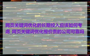 网页关键词优化的长期投入应该如何考虑_网页关键词优化报价贵的公司可靠吗