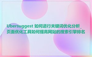 Ubersuggest 如何进行关键词优化分析_页面优化工具如何提高网站的搜索引擎排名