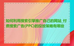 如何利用搜索引擎推广自己的网站_付费搜索广告(PPC)的投放策略有哪些