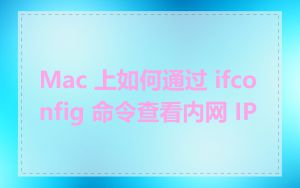 Mac 上如何通过 ifconfig 命令查看内网 IP