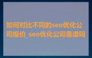 如何对比不同的seo优化公司报价_seo优化公司靠谱吗