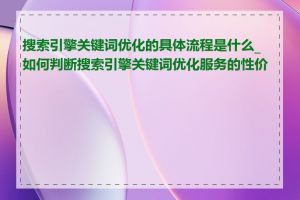 搜索引擎关键词优化的具体流程是什么_如何判断搜索引擎关键词优化服务的性价比