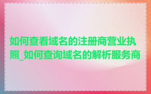 如何查看域名的注册商营业执照_如何查询域名的解析服务商