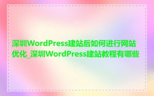 深圳WordPress建站后如何进行网站优化_深圳WordPress建站教程有哪些