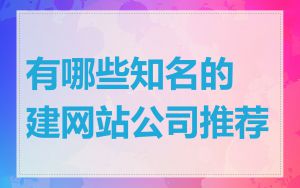 有哪些知名的建网站公司推荐