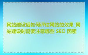 网站建设后如何评估网站的效果_网站建设时需要注意哪些 SEO 因素