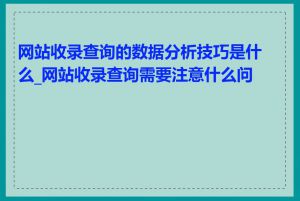 网站收录查询的数据分析技巧是什么_网站收录查询需要注意什么问题