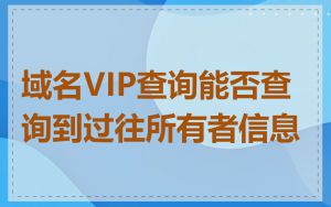 域名VIP查询能否查询到过往所有者信息