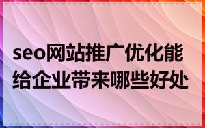 seo网站推广优化能给企业带来哪些好处