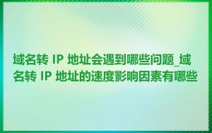 域名转 IP 地址会遇到哪些问题_域名转 IP 地址的速度影响因素有哪些