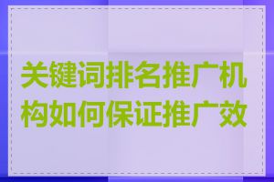 关键词排名推广机构如何保证推广效果