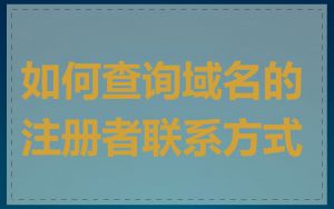 如何查询域名的注册者联系方式