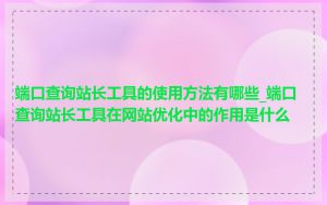 端口查询站长工具的使用方法有哪些_端口查询站长工具在网站优化中的作用是什么