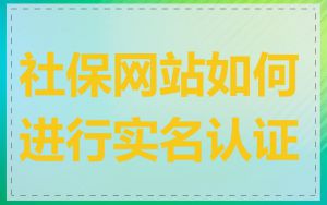 社保网站如何进行实名认证