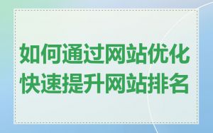 如何通过网站优化快速提升网站排名