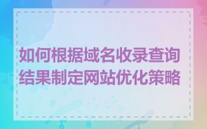 如何根据域名收录查询结果制定网站优化策略