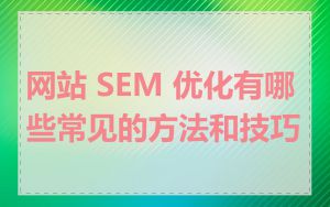 网站 SEM 优化有哪些常见的方法和技巧