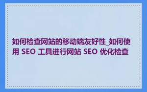 如何检查网站的移动端友好性_如何使用 SEO 工具进行网站 SEO 优化检查