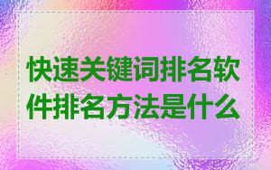 快速关键词排名软件排名方法是什么