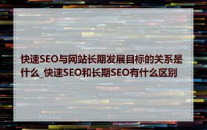 快速SEO与网站长期发展目标的关系是什么_快速SEO和长期SEO有什么区别