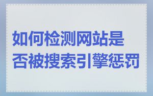 如何检测网站是否被搜索引擎惩罚