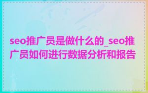 seo推广员是做什么的_seo推广员如何进行数据分析和报告