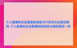 个人备案和企业备案的域名SEO优化方法是否相同_个人备案和企业备案的域名转让规则是否一样