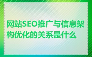 网站SEO推广与信息架构优化的关系是什么