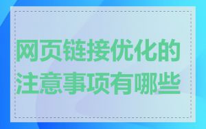 网页链接优化的注意事项有哪些