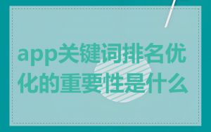 app关键词排名优化的重要性是什么