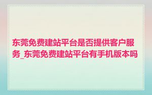 东莞免费建站平台是否提供客户服务_东莞免费建站平台有手机版本吗