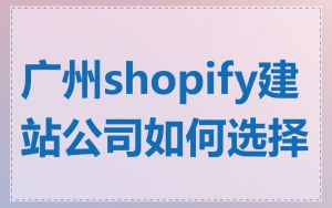 广州shopify建站公司如何选择