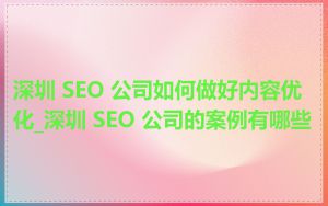 深圳 SEO 公司如何做好内容优化_深圳 SEO 公司的案例有哪些