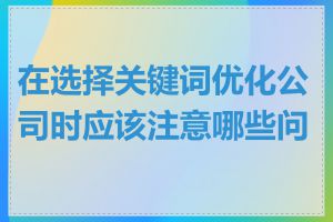 在选择关键词优化公司时应该注意哪些问题