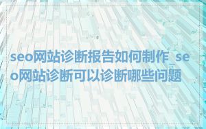 seo网站诊断报告如何制作_seo网站诊断可以诊断哪些问题