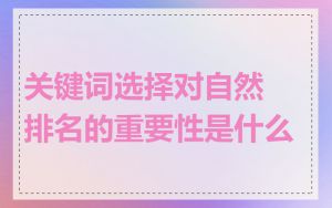 关键词选择对自然排名的重要性是什么